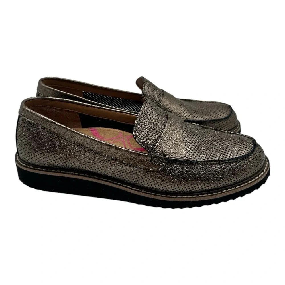 Comfortiva Align Laina Shoes Womens 10‎ M Gold Metallic Slip On Loafer Leather
